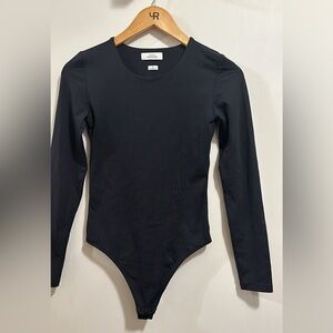 Black Babaton Contour Thong Long Sleeved Bodysuit